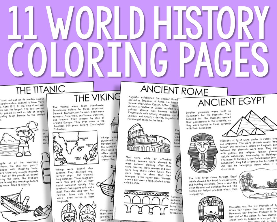 WORLD HISTORY Coloring Page Book Printables Homeschool Etsy