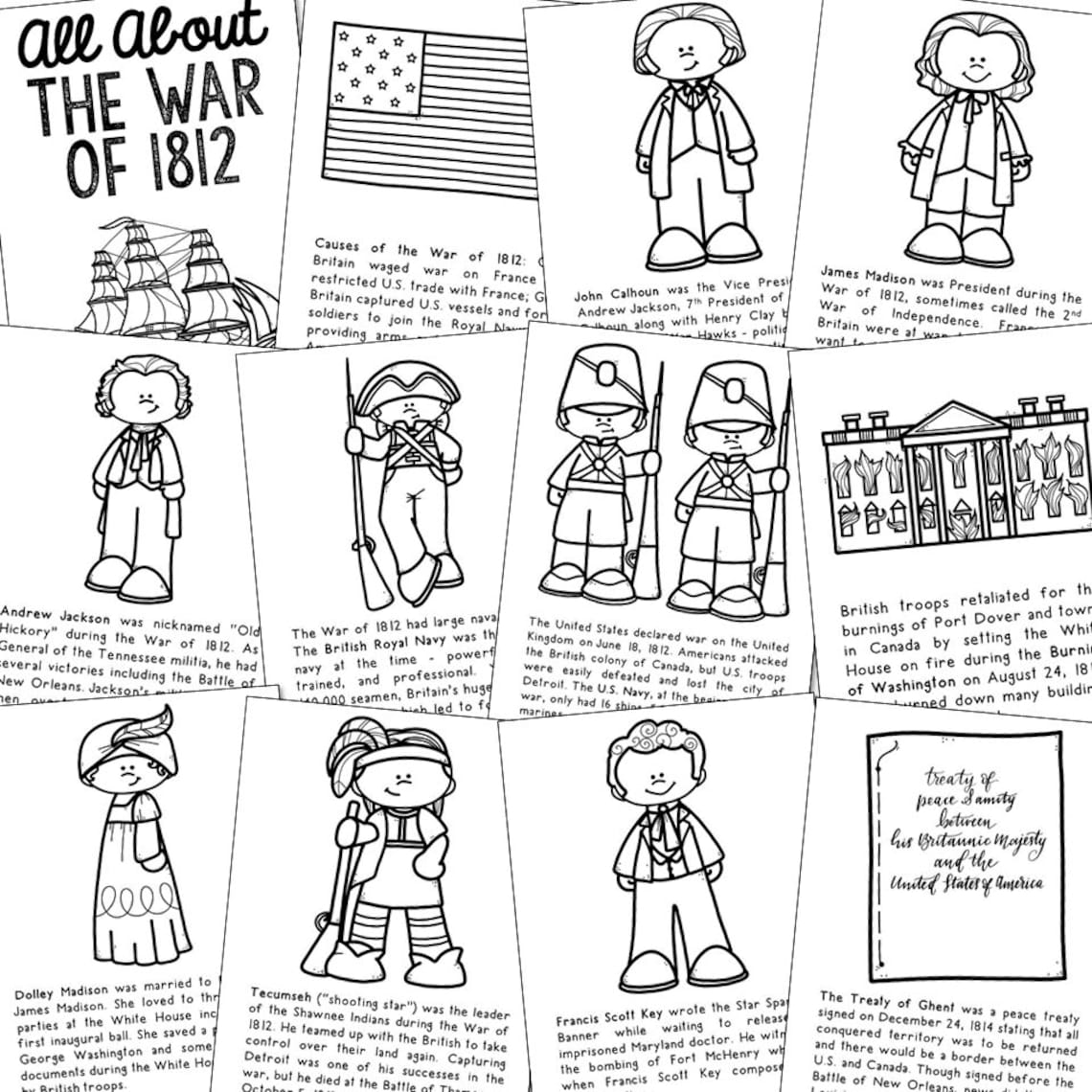 War of 1812 Poster Set for Kids | Homeschool Social Studies American ...