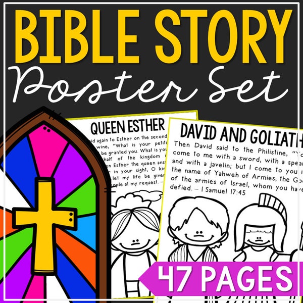 BIBLE STORY Posters Activity | Bible Verse Art for Kids | Homeschool Printable | Bible Study for Kids | Sunday School Church Bulletin Board