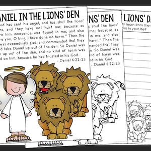 DANIEL in the LIONS DEN Bible Story Activity Coloring Page and Poster | Sunday School Lesson Plan | Bible for Kids | Old Testament Kids