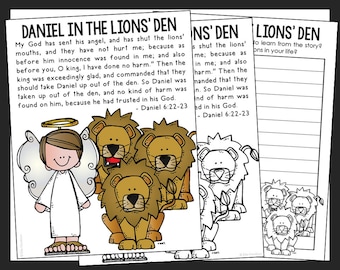 DANIEL in the LIONS DEN Bible Story Activity Coloring Page and Poster | Sunday School Lesson Plan | Bible for Kids | Old Testament Kids