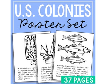 Colonial America Posters for Kids | Homeschool Social Studies Unit Study | Early America for Kids | American History Bulletin Board Decor