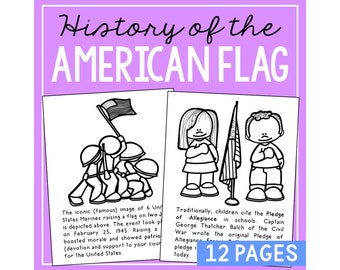 AMERICAN FLAG Social Studies Activity Printables | Homeschool Curriculum | Bulletin Board Decor Posters | Educational Wall Art