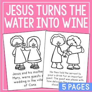 JESUS Turns the WATER into WINE Bible Story Posters Activity Homeschool Printable Bible Study for Kids Sunday School Bulletin Board image 1