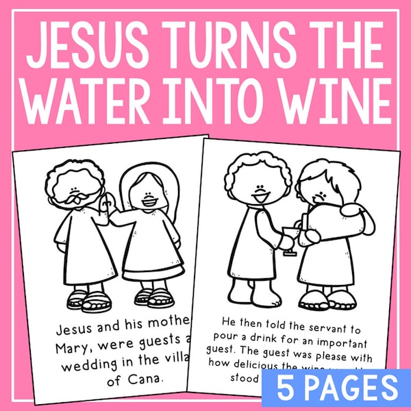 JESUS Turns the WATER into WINE Bible Story Posters Activity | Homeschool Printable | Bible Study for Kids | Sunday School Bulletin Board