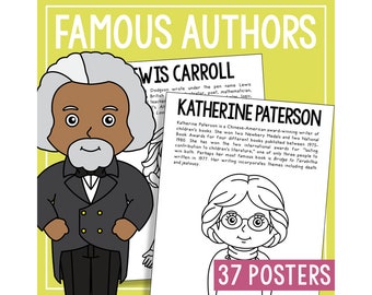 FAMOUS AUTHORS Coloring Pages Activity | Classroom Bulletin Board Decor | Library Art | Author Unit Study | Classic Children's Books