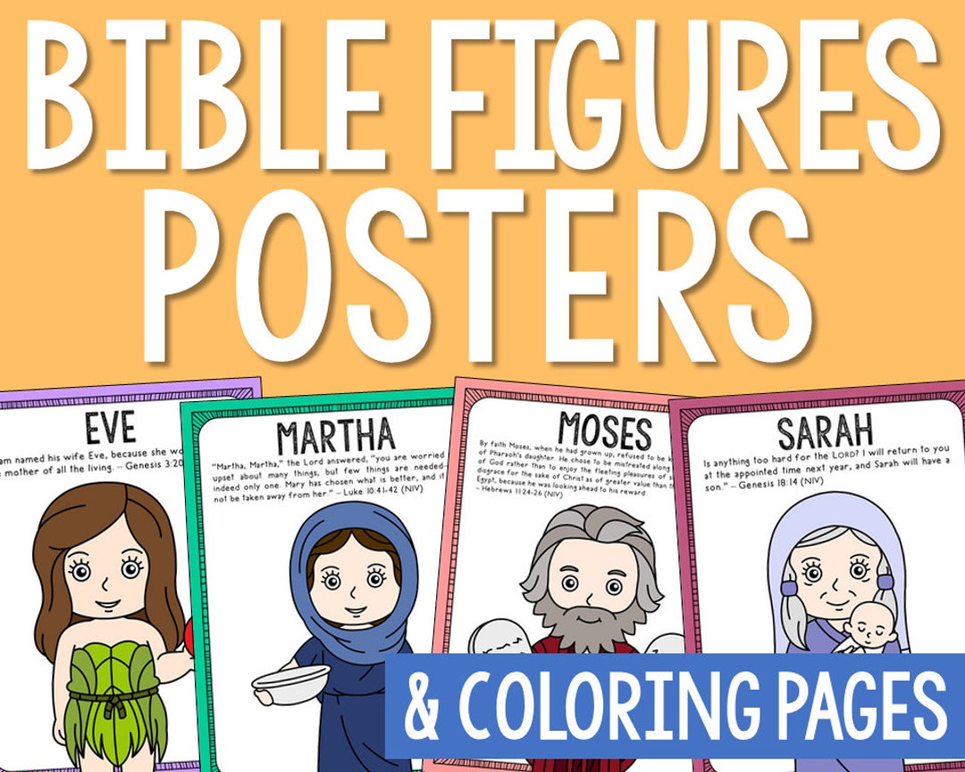 BIBLE FIGURES for Kids Coloring Pages and Posters Bulletin - Etsy