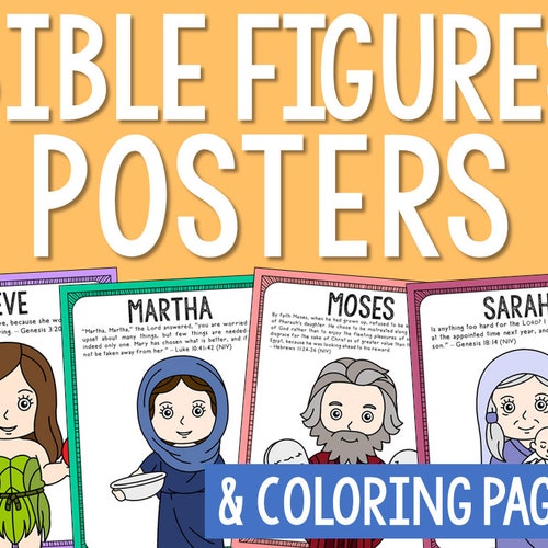 BIBLE FIGURES for Kids Coloring Pages and Posters Bulletin - Etsy