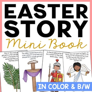 THE EASTER STORY Mini Book Craft Coloring Page Activity | Homeschool Printable | Interactive Notebook | Sunday School | Bible Unit Study