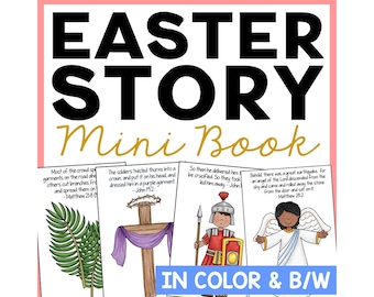 THE EASTER STORY Mini Book Craft Coloring Page Activity | Homeschool Printable | Interactive Notebook | Sunday School | Bible Unit Study