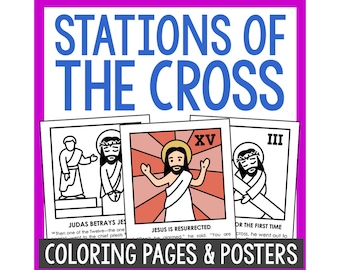 Stations of the Cross for Kids Coloring Pages | Catholic Christian Activity | Homeschool CCD Easter Unit | Jesus Resurrection Lesson