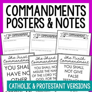 THE TEN COMMANDMENTS Bible Story Activity Posters | Christian Homeschool Printable | Bible Study for Teens | Church Bulletin Board