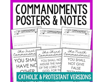 THE TEN COMMANDMENTS Bible Story Activity Posters | Christian Homeschool Printable | Bible Study for Teens | Church Bulletin Board