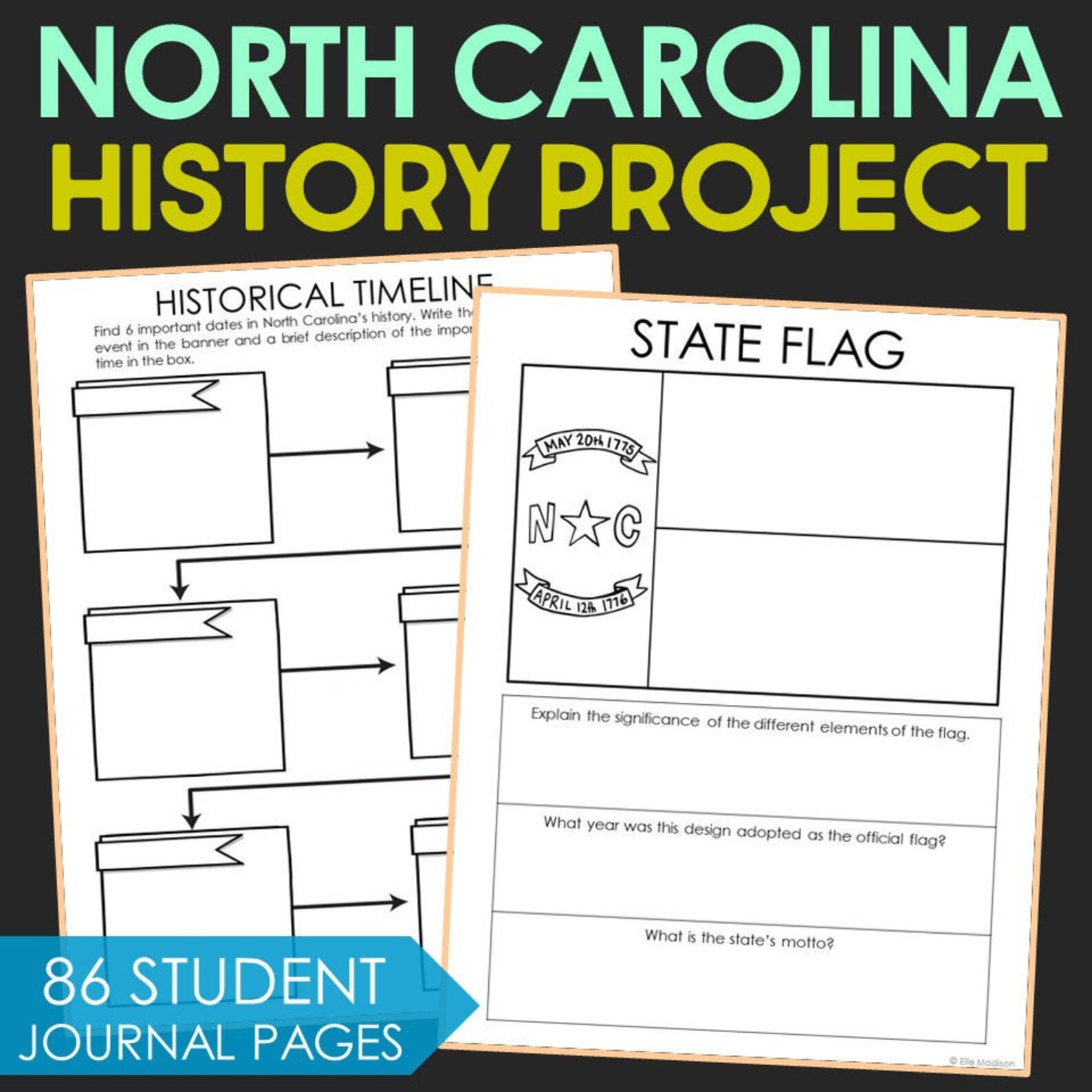 NORTH CAROLINA Social Studies State History Project Etsy
