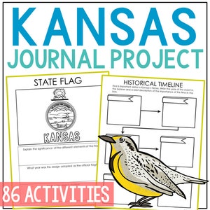 KANSAS State History Project Activity | Social Studies Unit Study Lesson Plans | 4th 5th 6th 7th Grade | Homeschool Printable Worksheets