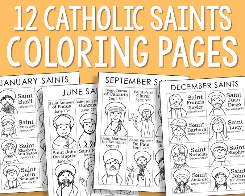 CATHOLIC SAINTS of the MONTH Coloring Pages Lesson Activity | Etsy