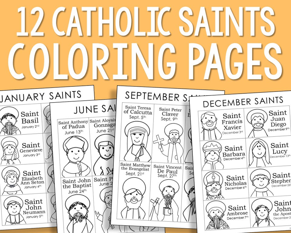 CATHOLIC SAINTS of the MONTH Coloring Pages Lesson Activity | Etsy Canada
