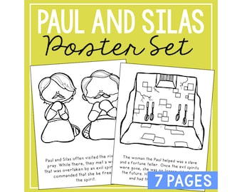 Paul and Silas Bible Story Activity Posters for Kids | Homeschool Bible Study Worksheets | Sunday School Lesson | New Testament Activity