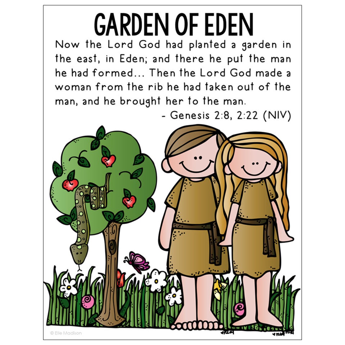 ADAM and EVE Bible Story Coloring Page Activity Sunday School Lesson ...
