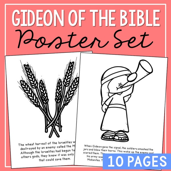 GIDEON Bible Story Activity Posters | Christian Homeschool Printable | Bible Study for Kids | Sunday School | Church Bulletin Board