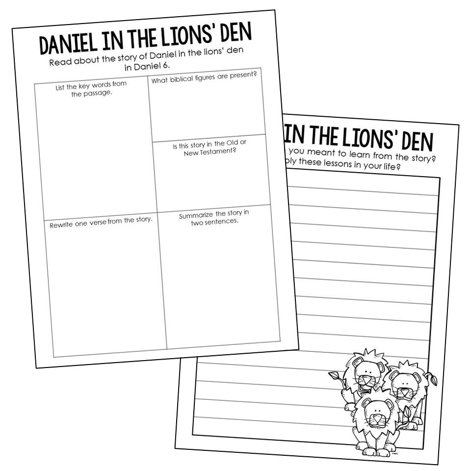 DANIEL In The LIONS DEN Bible Story Activity Coloring Page And Poster DANIEL In The LIONS DEN Bible Story Activity Coloring Page And Poster