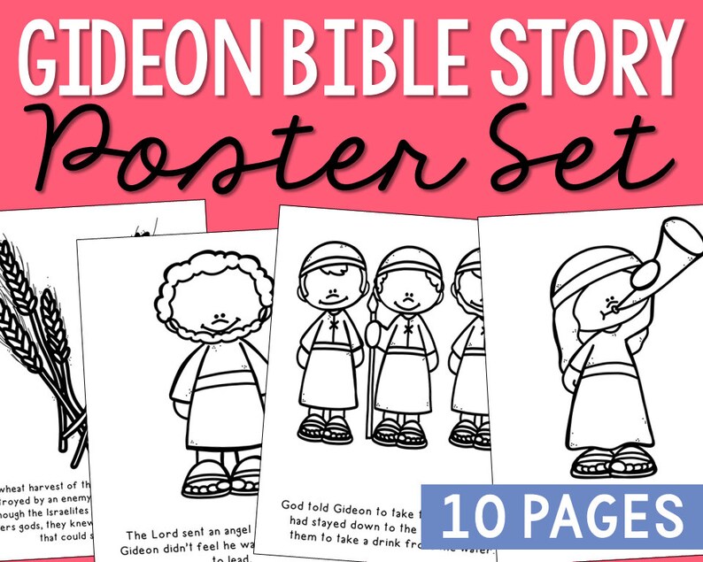 GIDEON Bible Story Printable Activity Posters Christian - Etsy