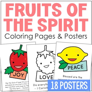 FRUITS of the SPIRIT Bible Story Activity Posters | Homeschool Printable | Bible Study for Kids | Sunday School Church Bulletin Board