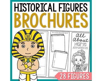 Modelos de Brochuras sobre Figuras Históricas para Crianças | Unidade de Estudo de Estudos Sociais para Educação Domiciliar | Projeto de História para o 4º ao 7º Ano