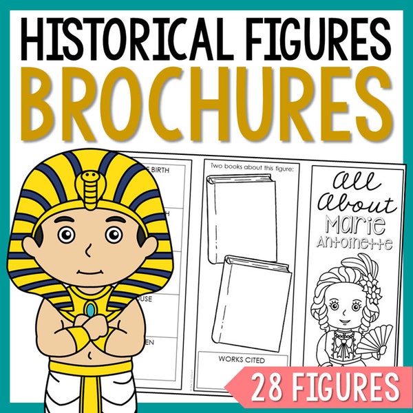 HISTORICAL FIGURES Research Projects | Social Studies Homeschool Printable Worksheets | World History Lesson Plans | Social Studies Notes