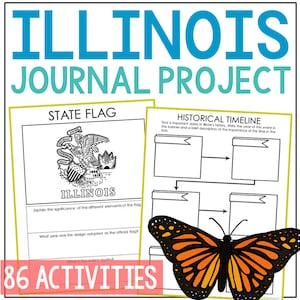 Activité de projet d'histoire de l'état de l'ILLINOIS | Plans de leçon de l'Unité d'études sociales | 4e 5e 6e 7e année | Feuilles de travail imprimables pour l'école à la maison