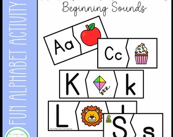 Printable Alphabet Beginning Sounds Matching Puzzles for Preschool and Kindergarten