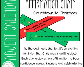 Calendario de Adviento de Cadena de Afirmaciones: Cuenta regresiva de positividad navideña (imprimible)