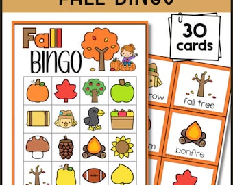 Printable Fall Bingo Game | Kids Classroom Activity (Digital Download)