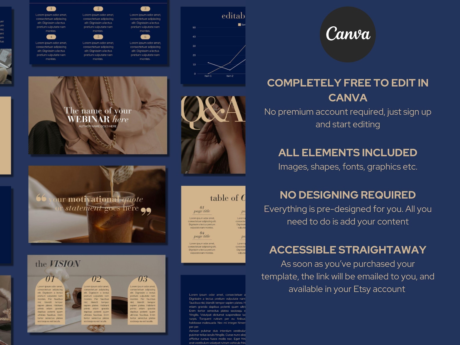 Navy Blue Canva Presentation Template: Modern Business Slides - Etsy