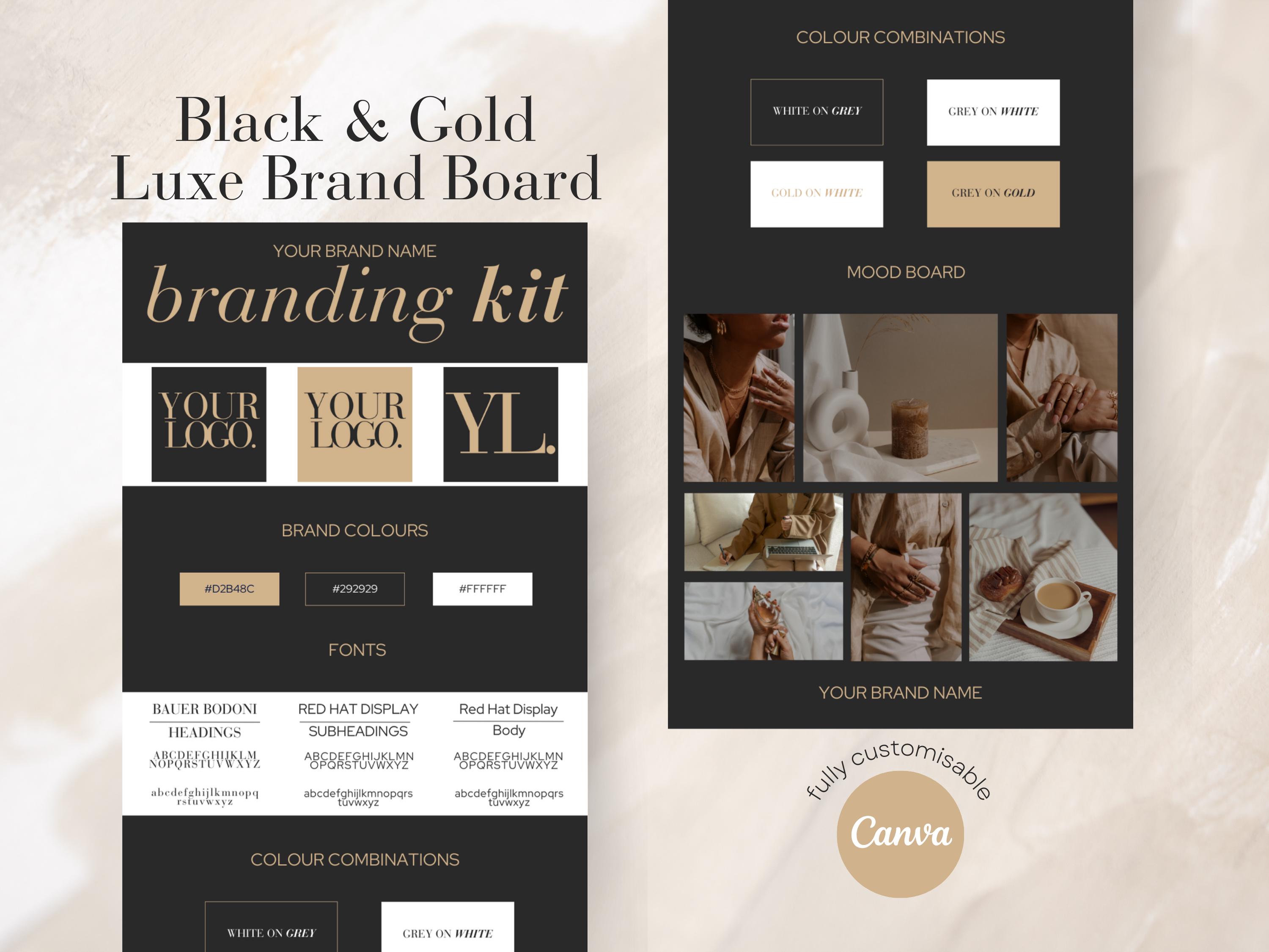 Black & Gold Brand Board Template: Luxe Branding Kit (canva) - Etsy