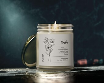 Personalised Birth Flower Gift for Friend, Birthday Gift for Her, Apothecary Birthday Candle, Birth Flower Candle, Birth Month Gift.