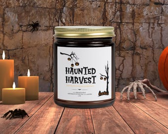 Haunted Harvest Candle | Spooky Autumn Decor | Pumpkin Lantern Halloween Candle | Witchy Fall Gift | Rustic Halloween Table Decor
