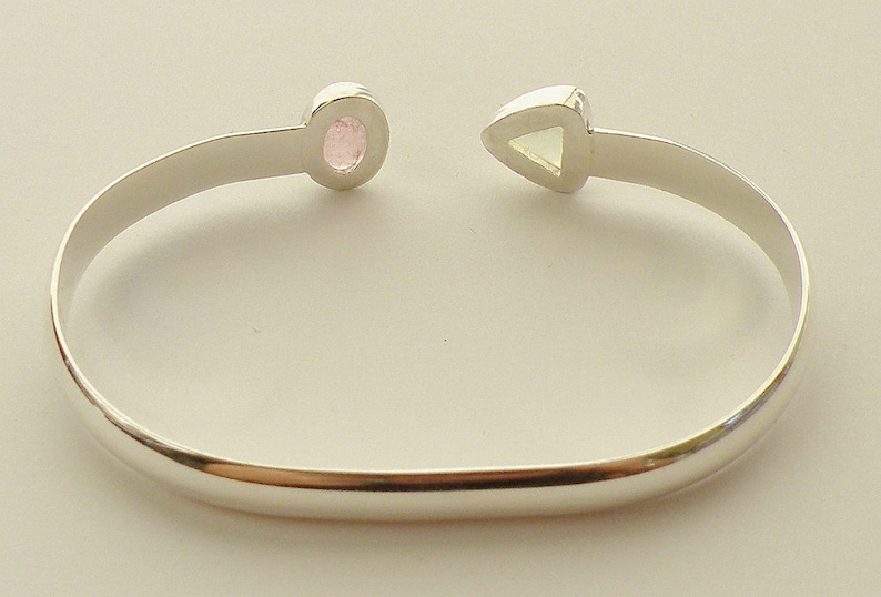 Pink Tourmaline Prehnite Cuff Tourmaline Cuff San Diego Tourmaline Green Easter Egg Colors Trillion and Ellipse Pink and Green Cuff