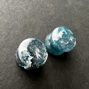 Handmade Dark Blue White Galaxy Swirl Resin Plug Earrings -- 14mm size