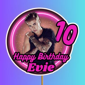 Adorno para tarta de Beiber personalizado Cualquier nombre Cualquier edad Justin