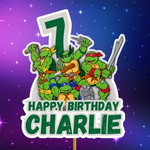 TMNT Schildkröte NiNjas Personalisierte Cake Topper Jeder Name Jedes Alter Geburtstag Dekoration
