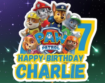 Patrol Personalised Cake Topper Any Name Any Age Birthday Decoration Paw Chase