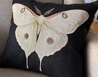 Woven Luna Moth Pillow | Moth Throw Pillow | Bohemian Decor | Eclectic Accessories | Housewarming Gift | Birthday Gift