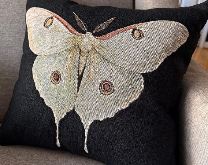 Woven Luna Moth Pillow | Moth Throw Pillow | Bohemian Decor | Eclectic Accessories | Housewarming Gift | Birthday Gift