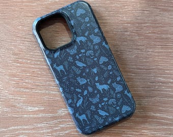 Woodland magnetisch stoer telefoonhoesje | iPhone-hoesje | Fox-beschermhoes | Telefoonhoesje wasbeer | Verjaardagscadeau paddenstoel
