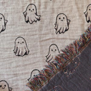 Geweven spookdeken: halloweendecor, spookachtige bohodeken afbeelding 2