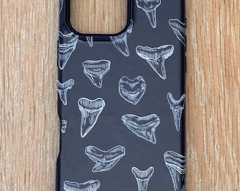 Funda magnética resistente para teléfono con diseño de dientes de tiburón / Funda para iPhone / Funda protectora para la costa / Para amantes del océano / Accesorios de tiburón / Regalo de cumpleaños