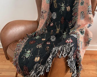 Woven Beetle Blanket | Woven Insect Throw Blanket | Bug Throw Blanket | Blanket Gift | Christmas Gift | Birthday Gift | Housewarming Gift