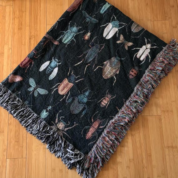 Woven Beetle Blanket | Woven Insect Throw Blanket | Bug Throw Blanket | Blanket Gift | Christmas Gift | Birthday Gift | Housewarming Gift