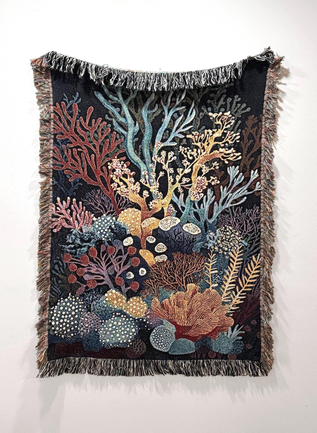Coral Reef Woven Blanket | Ocean Throw | Aquarist Decor | Reef Decor | Ocean Tapestry | Coastal Blanket | Coastal Decor | Christmas Gift - 60" × 50"